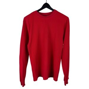 Vintage 2000s Access Waffle Knit Thermal Long Sleeve Red Shirt Size M